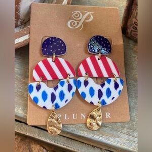 Plunder Red and Blue Geometric Earrings